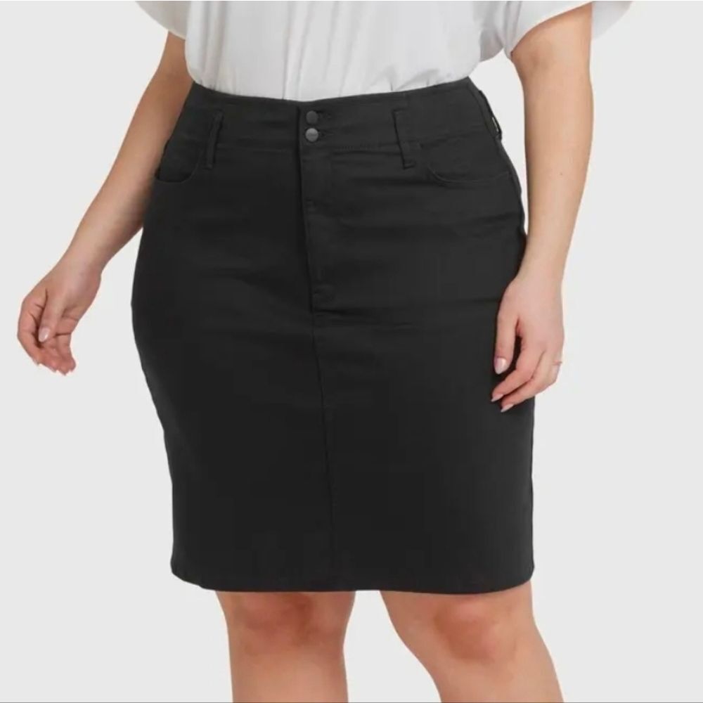 NYDJ Hollywood Black High Waist Denim Skirt Size 8p